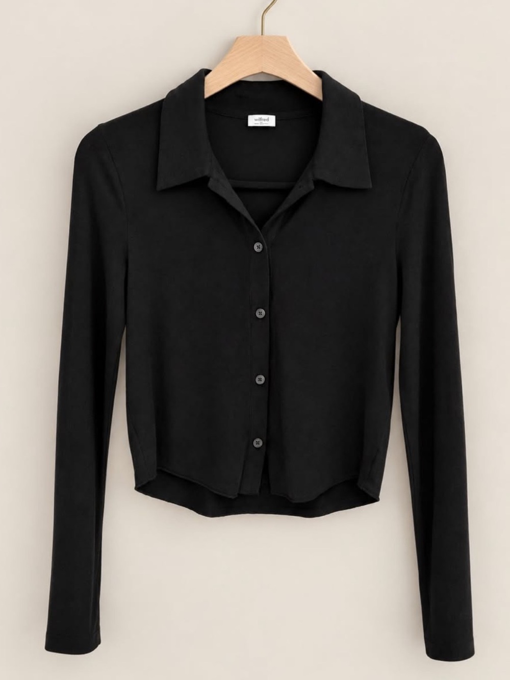 Wilfred Aritzia Black Long Sleeve Button-Up Collared Top Women’s Size M